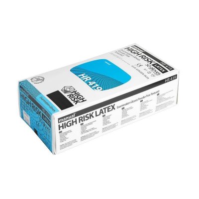 Перчатки латекс. HIGH RISK МANUAL HR419 PRO защит.универс.нестер.  L /10упх50шт/ (10уп) голубые