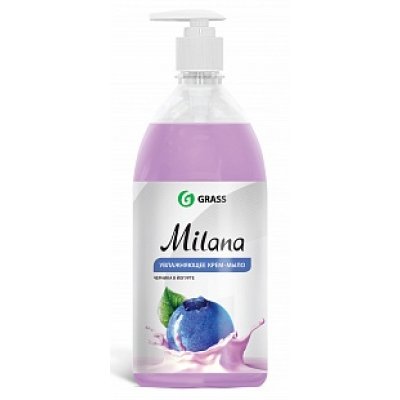 Жидкое крем-мыло "Milana" черника в йогурте с дозатором 1000мл. (12шт/пак)