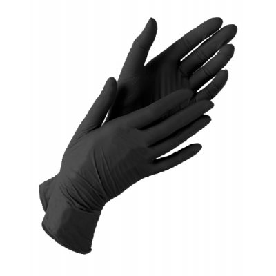 Перчатки нитриловые неопудр.смотровые Черные AVIORA L (100шт/уп)  (10уп/пак) 