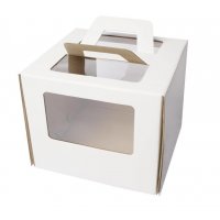 Коробка для торта 280x280x200 с окном, с ручками (50шт/пак) Коробка для торта 280x280x200 с окном, с ручками (50шт/пак)