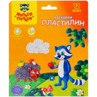 Пластилин Мульти-Пульти "Енот в лесу", 12 цветов, 180г, восковой, со стеком, картон, европодвес Пластилин Мульти-Пульти "Енот в лесу", 12 цветов, 180г, восковой, со стеком, картон, европодвес