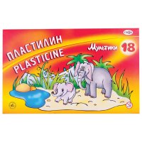 Пластилин Гамма "Мультики", 18 цветов, 360г, со стеком, картон. упак.