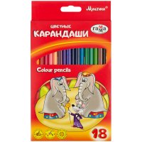 Карандаши цветные Гамма "Мультики", 18цв., трехгранные, заточен., картон. упак., европодвес Карандаши цветные Гамма "Мультики", 18цв., трехгранные, заточен., картон. упак., европодвес