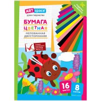 Цветная бумага двусторонняя A4, ArtSpace, 8 листов, 16 цветов, мелованная, "Божья коровка" Цветная бумага двусторонняя A4, ArtSpace, 8 листов, 16 цветов, мелованная, "Божья коровка"
