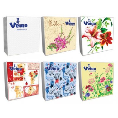 Салфетки бумажные Veiro 3-слойные, 33*33см, рисунок, 20шт.