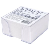 Блок для записей STAFF в подставке прозрачной, куб 9х9х5 см, белый, белизна 70-80%, 129194 Блок для записей STAFF в подставке прозрачной, куб 9х9х5 см, белый, белизна 70-80%, 129194