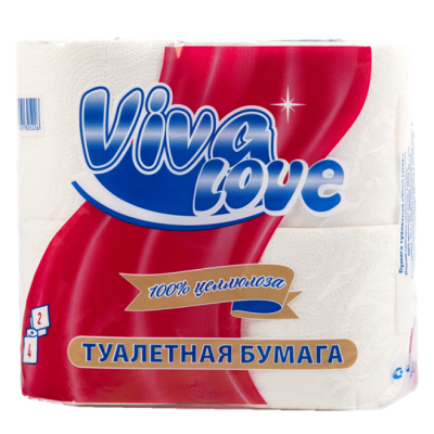 Туалетная бумага VIVA LOVE 2-x cл. 20м (4рул/уп)(14уп/пак) Белое сплошное 