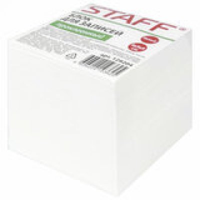 Блок для записей STAFF непроклеенный, куб 9х9х5 см, белый, белизна 90-92%, 126364 
