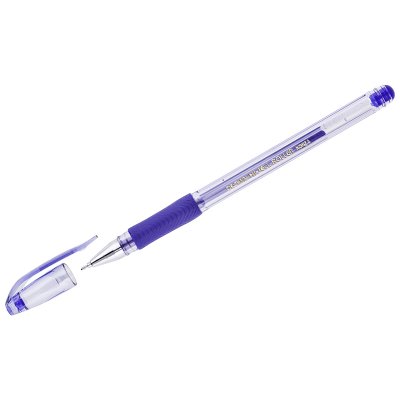 Ручка гелевая с грипом CROWN "Hi-Jell Needle Grip", СИНЯЯ, узел 0,7 мм, линия письма 0,5 мм, HJR-50