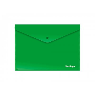 Папка-конверт на кнопке Berlingo, А4, 180мкм, зеленая